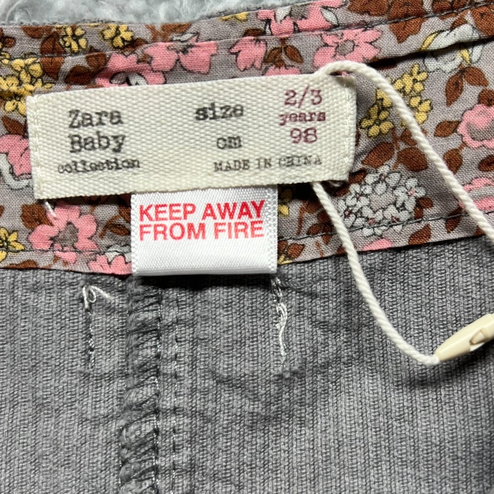 Zara Baby Dress Girls 2/3 Years Gray Corduroy Alphabet Jumper Overall Pinafore - Picture 7 of 10